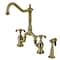 Kingston Brass Bridge Kitchen Faucet with Brass Sprayer, Antique Brass KS7753TXBS - alternate 1